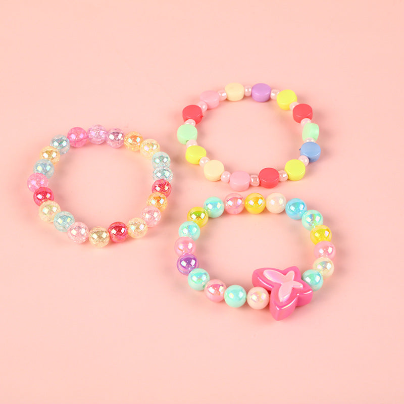 Sweet Pastel Butterfly Acrylic Bracelet for Girls, Cute Princess-Style Children's Hand Jewelry with Animal Shape Design
