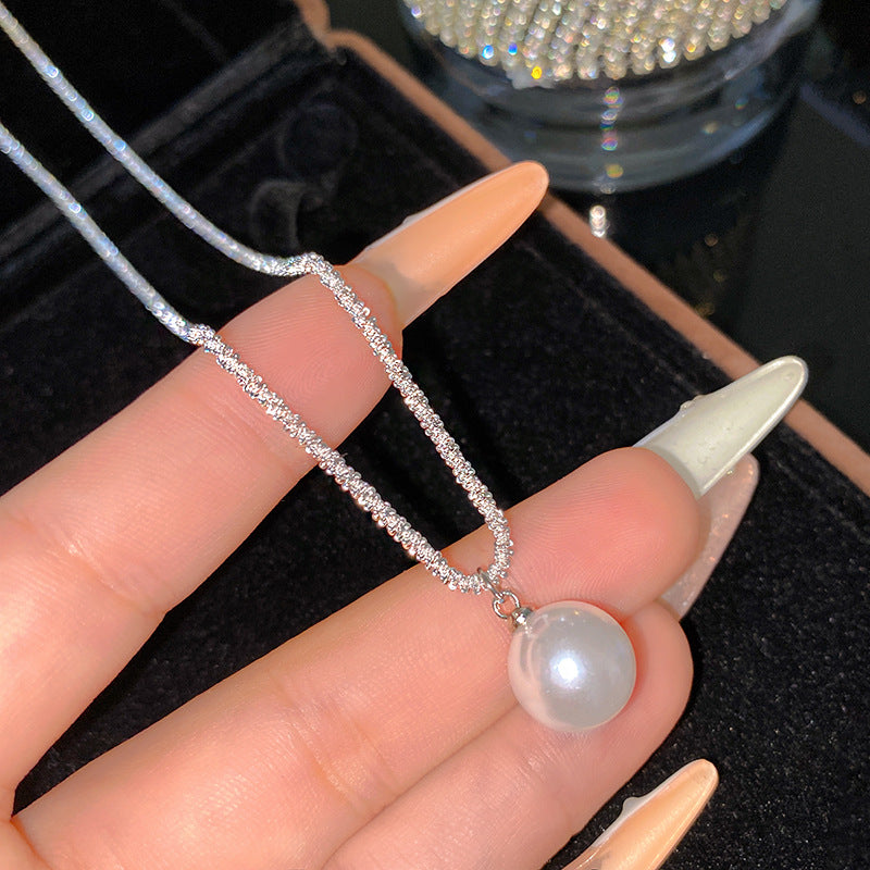 Sweet Sporty Titanium Steel Plated Necklace with Animal Brass Pendant, Cubic Zirconia and Pearl Inlay