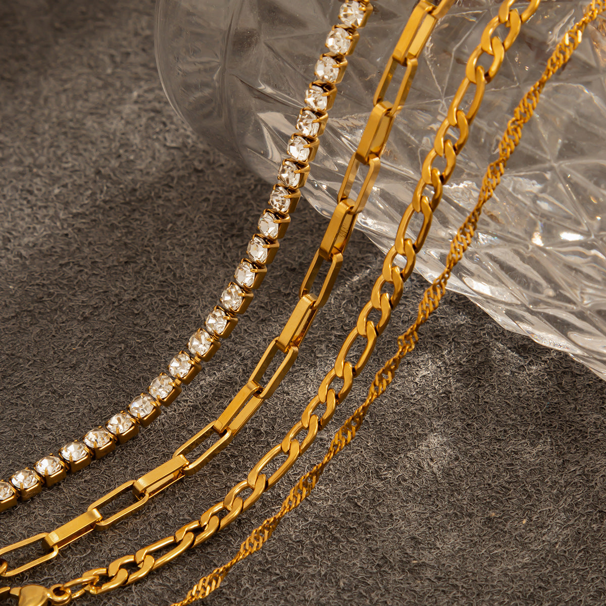 Elegant Rhinestone Inlaid Geometric Oval Stainless Steel Plated Bracelet for Women