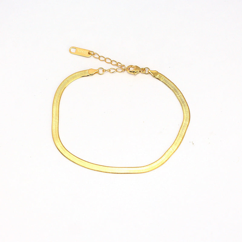 925 Sterling Silver Geometric Snake Chain Bracelet