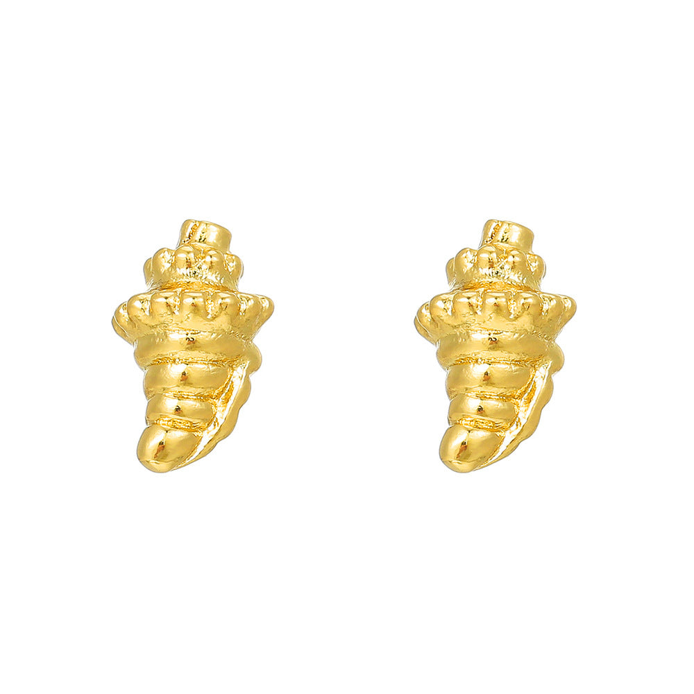 Fashion OL Octopus Shell Conch Starfish Turtle Ear Studs for Women with Copper Base and Gold Plating Featuring Rhinestone Accents