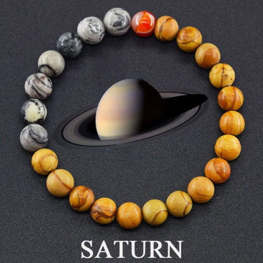 Elegant Natural Gemstone Round Beaded Bracelet Unisex Geometric Stretch Bangle Gift