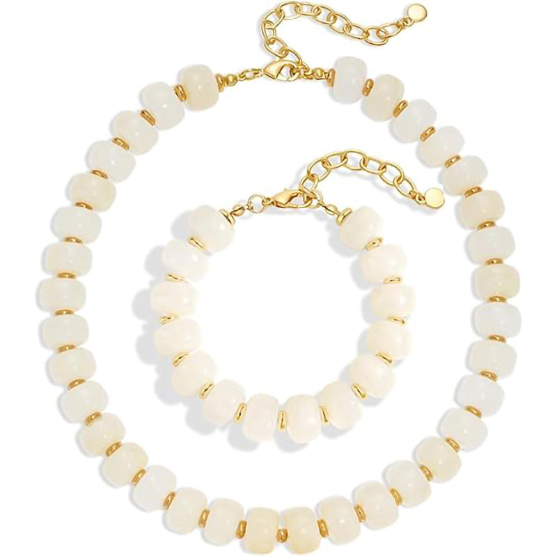 Casual Geometric Crystal Resin Acrylic Beaded Necklace Set for Women