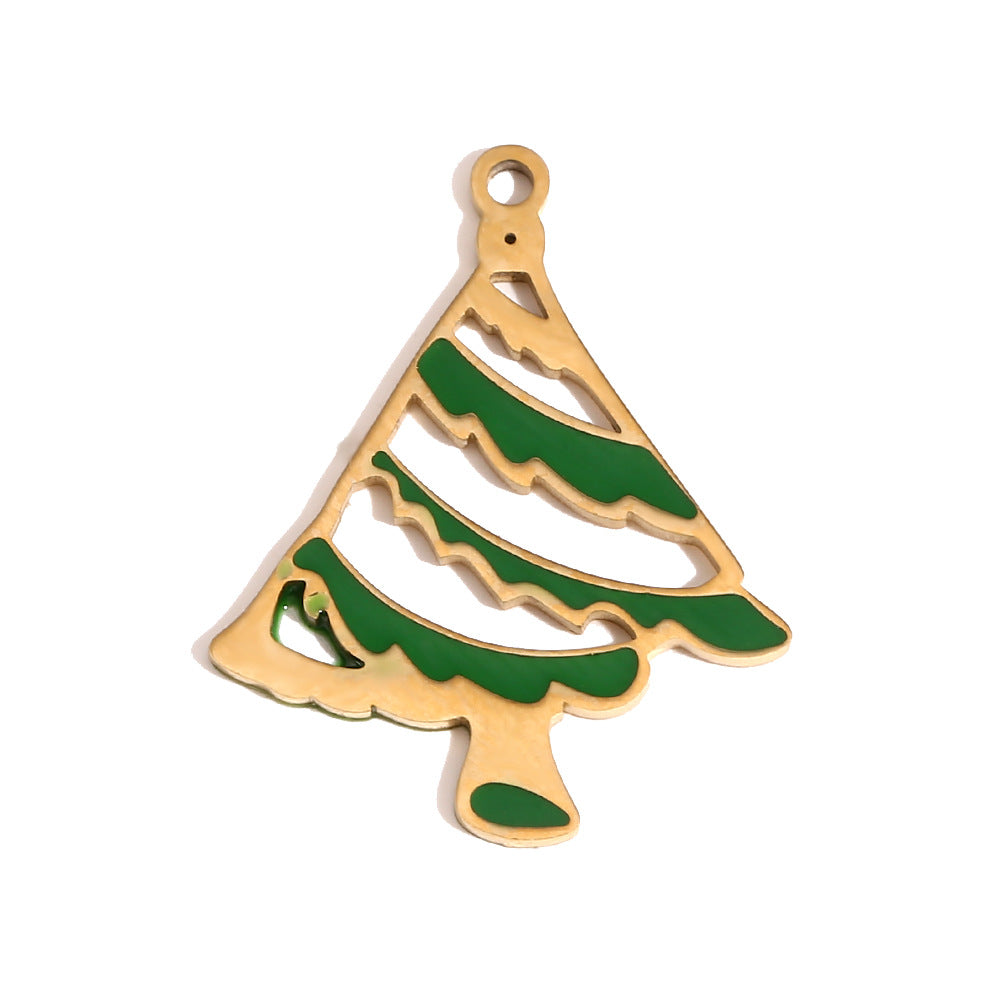 Cute Christmas Reindeer Pendant Necklace for Women Stainless Steel with 14K Gold Plating and Enamel Finish