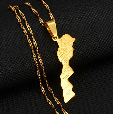 Minimalist Map City Pendant Necklace for Unisex in Stainless Steel with Titanium Steel Charm and Electroplated Finish