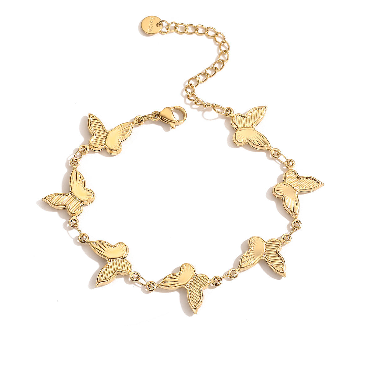Sweet 18K Gold Plated Stainless Steel Butterfly Bracelet for Women