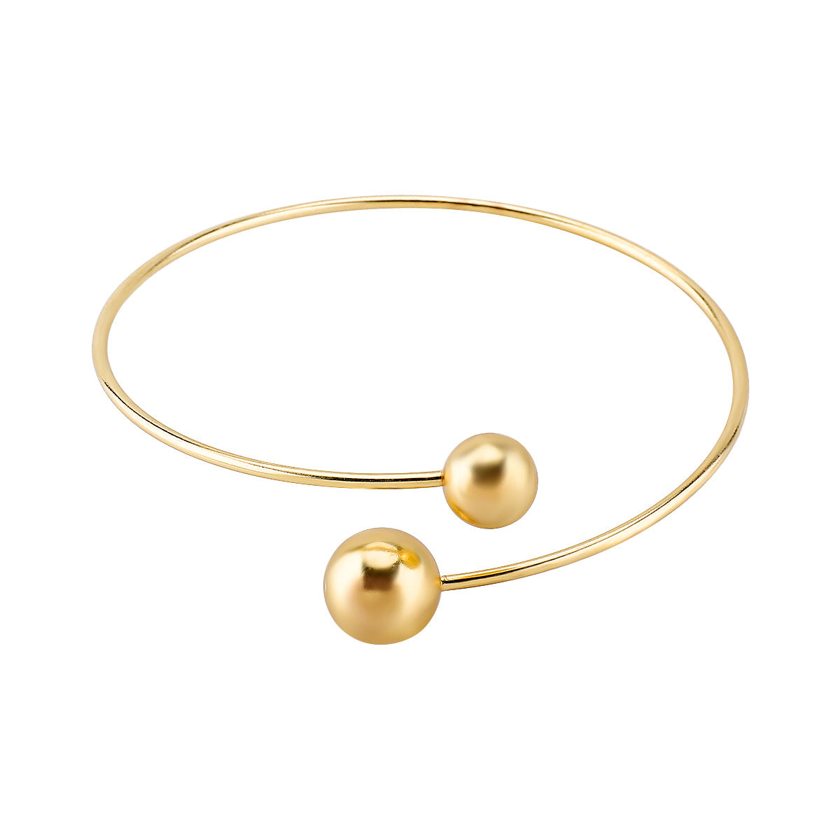 Bracciale da donna vintage con forme geometriche irregolari aperte in ferro color oro, con goccia e forma rotonda