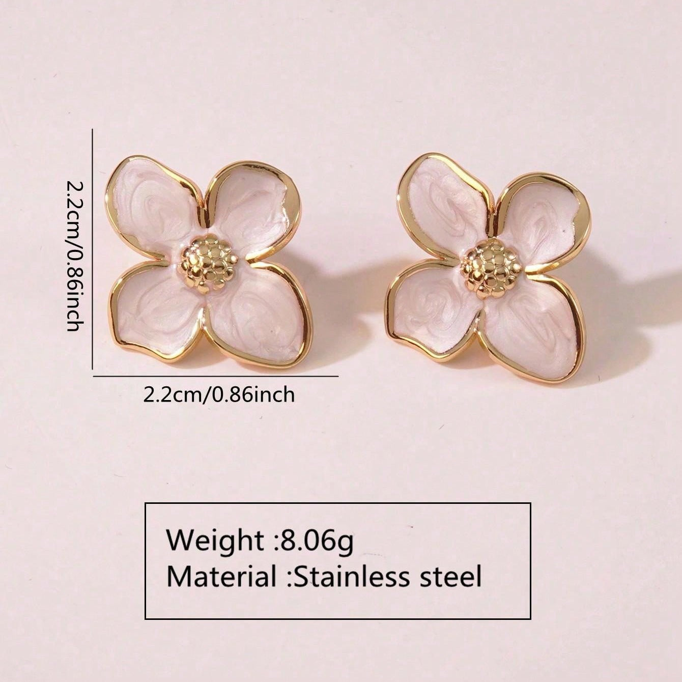 Vintage Sweet Floral Drip Oil Titanium Steel Earrings for Women