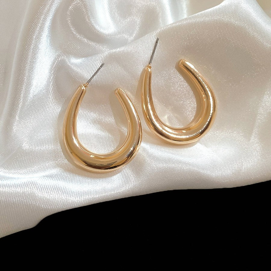 Orecchini a Cerchio Geometrici in Ferro Placcato Argento da Donna, Stile Minimalista Casual per Ufficio, Gioielli Eleganti di Ispirazione Vintage per Tutti i Giorni