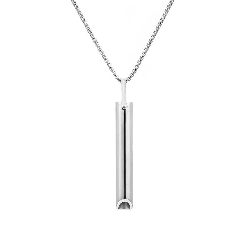 Natural Style Geometric Stainless Steel Pendant Necklace with Titanium Steel Charm and Plated Finish for Mindfulness Breathing and Stress Relief