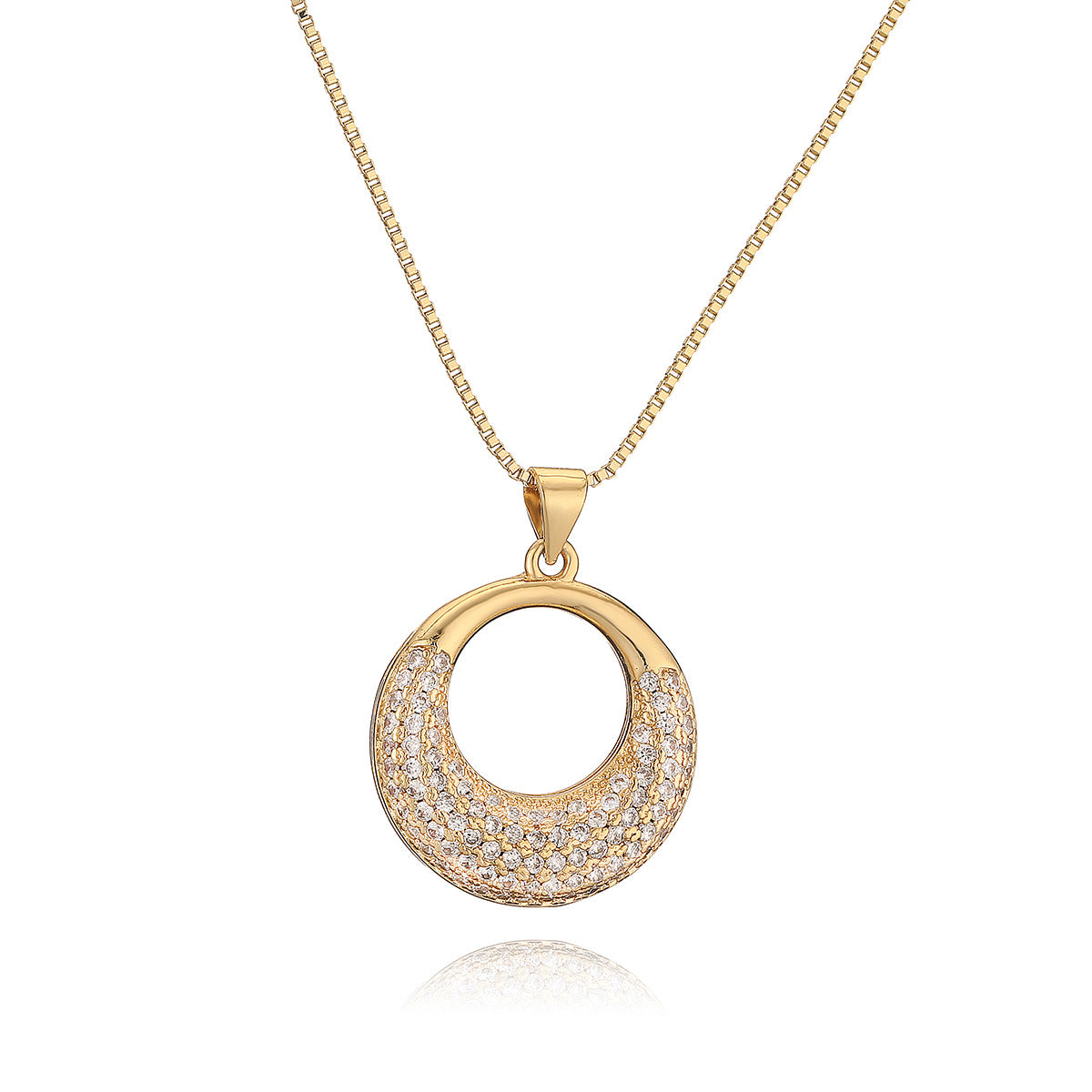 Collana con ciondolo a cuore minimalista in rame placcato oro 18 carati e intarsio in zircone per donna