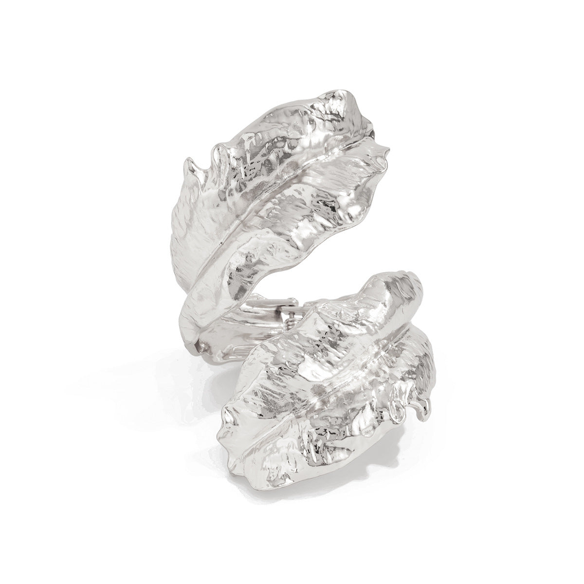 Exaggerated Geometric Leaf Hollow Plated Alloy Bracelet for Women