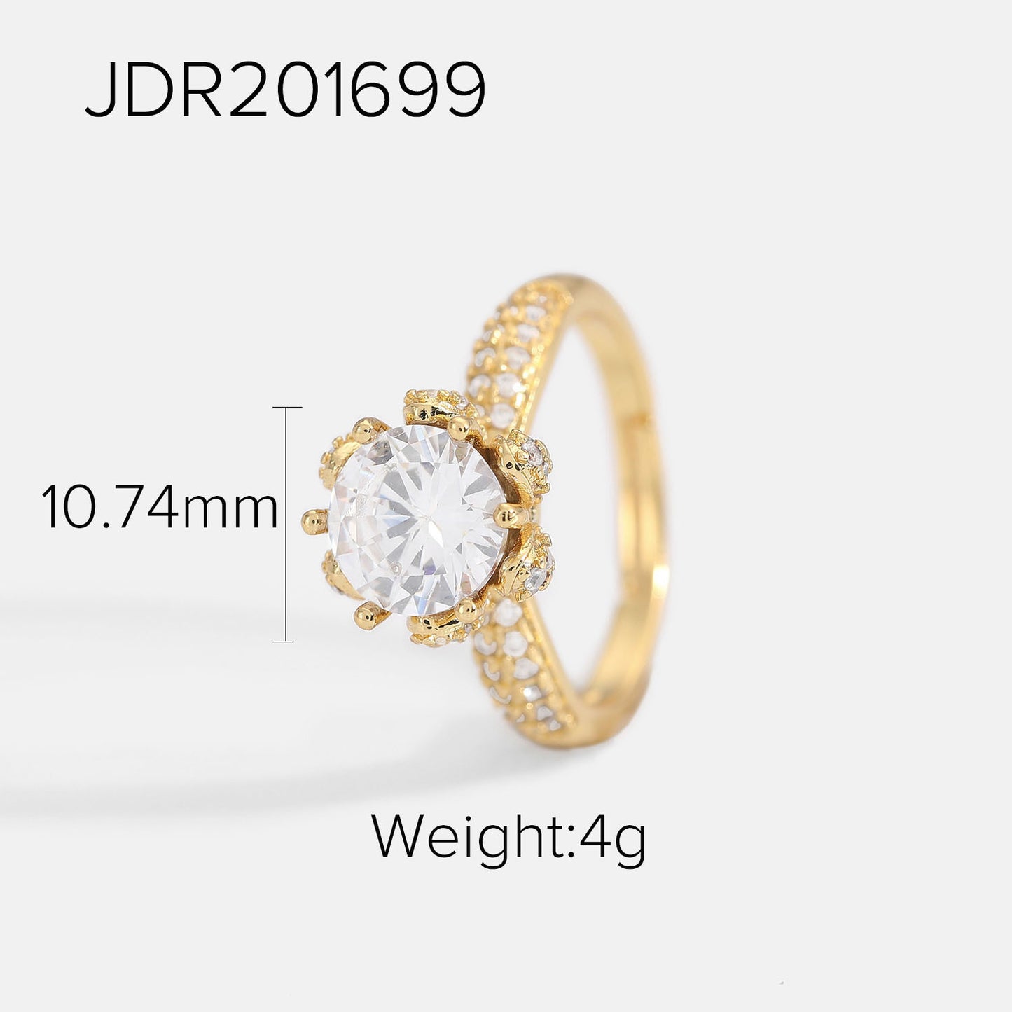 Trendy 18K Gold Plated Brass Ring with Cubic Zirconia U-Shape Pink White Stone Women Jewelry