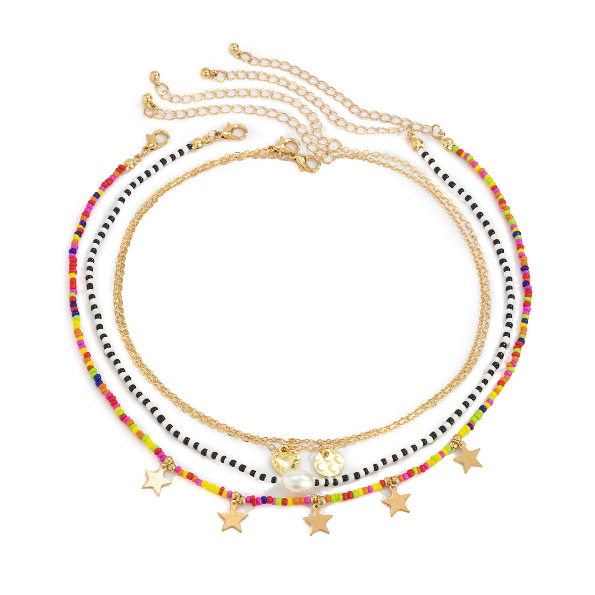 Collar de Resina en Forma de Corazón Estilo Vacaciones para Mujer con Colgante de Aleación Chapado en Oro y Cadena de Cuentas