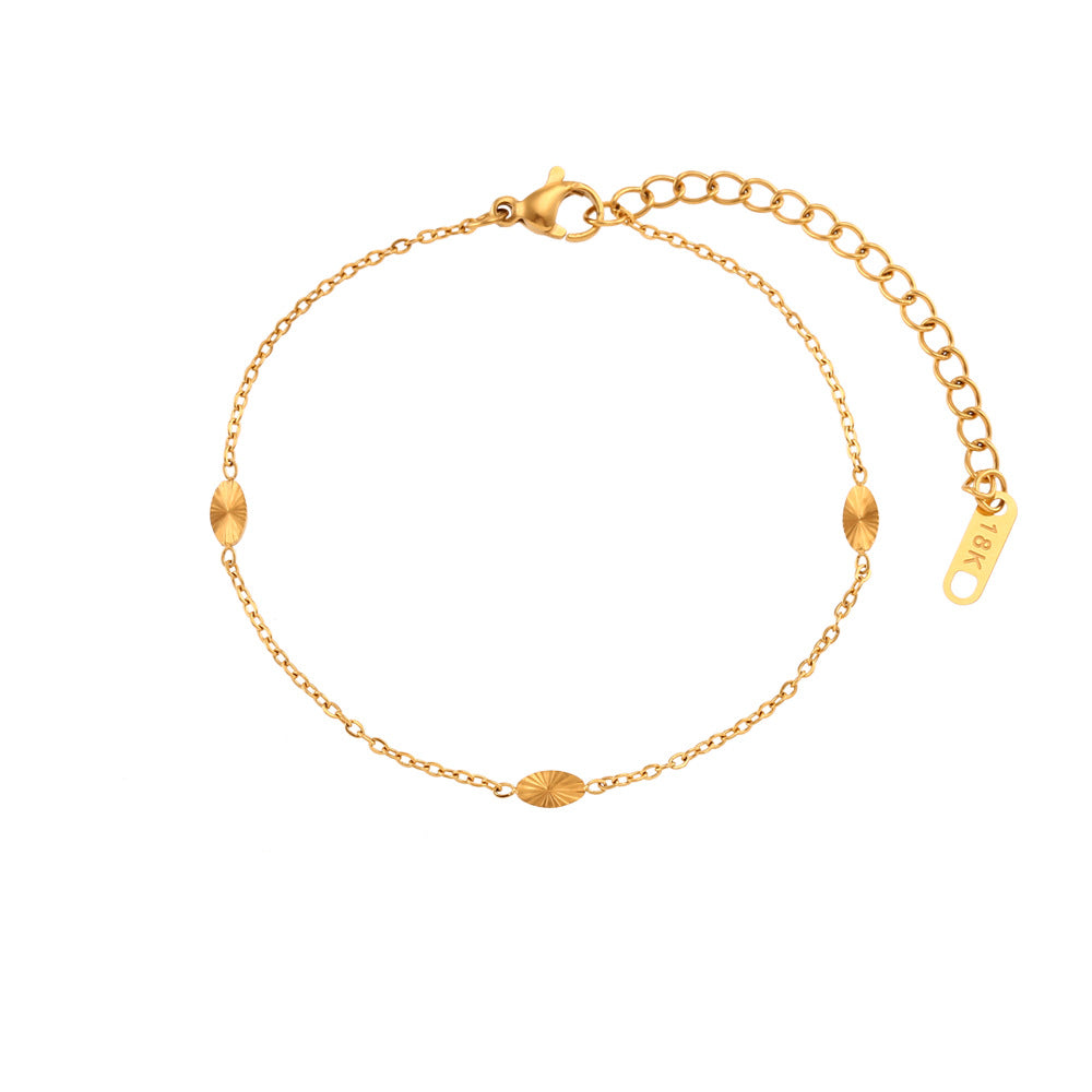Pulsera fina geométrica minimalista de acero inoxidable chapado en oro de 18 quilates para mujer