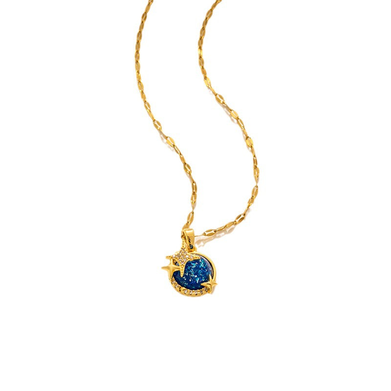 Collana con pendente minimalista a costellazione in acciaio al titanio con galvanica per donna