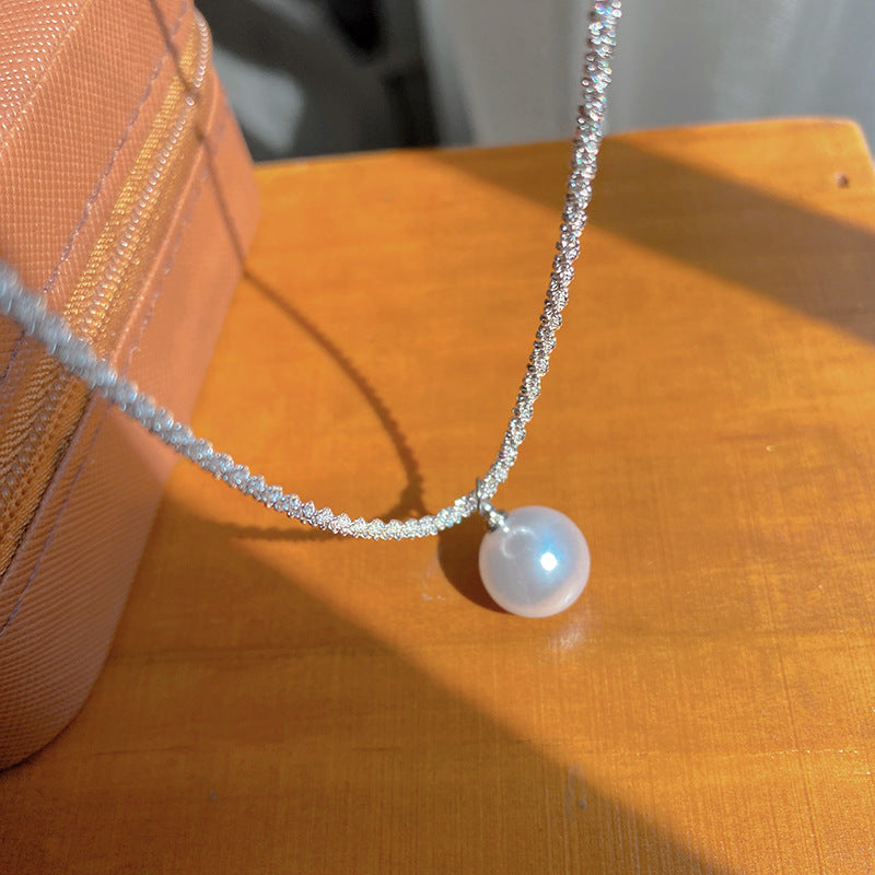 Sweet Sporty Animal Cubic Zirconia Pearl Pendant Titanium Steel Necklace for Unisex