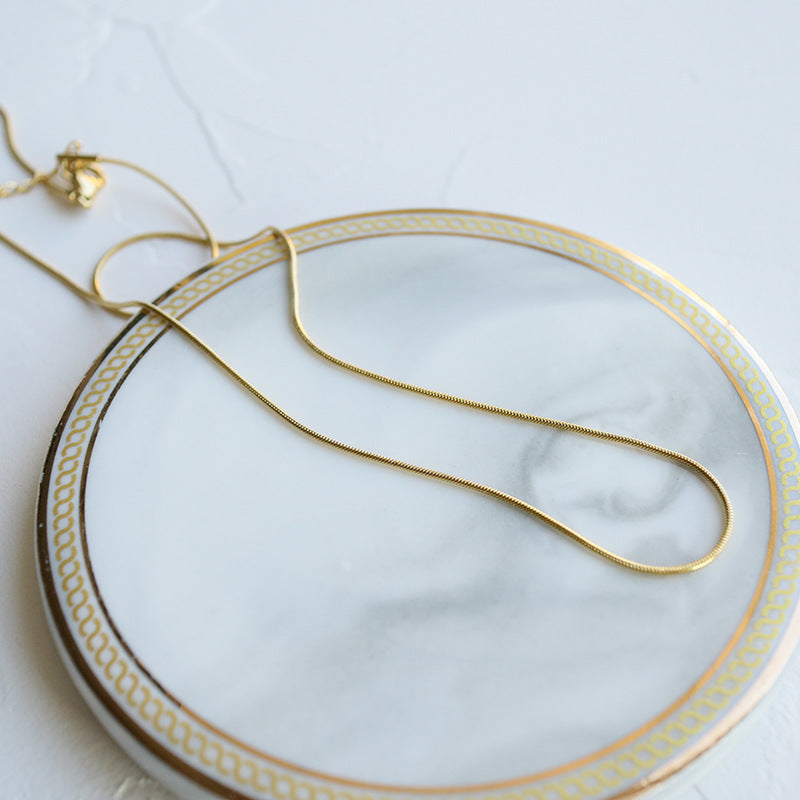 Minimalist Geometric Snake Bone Necklace for Women in Titanium Steel with Plated Finish
