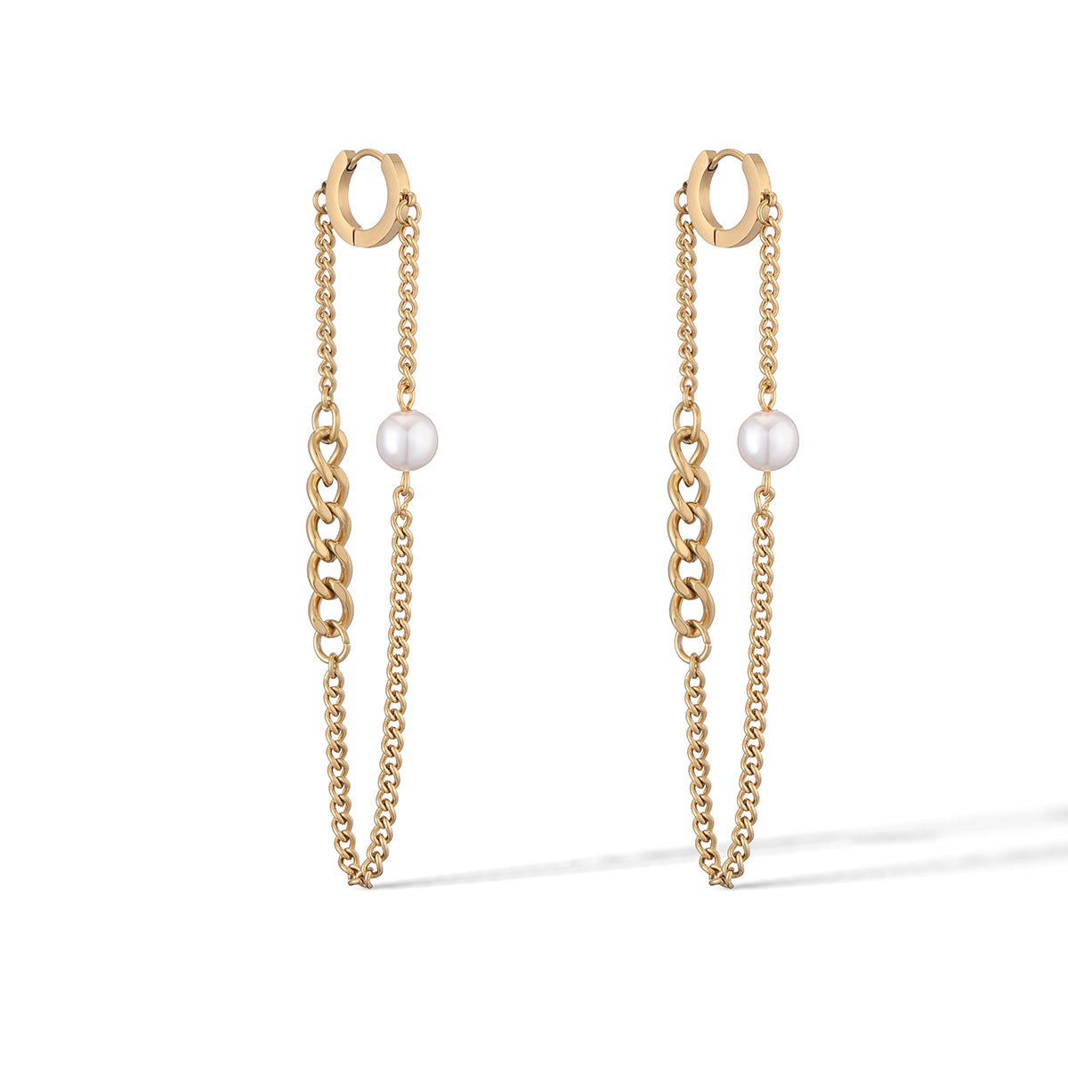 Orecchini a Nappa Geometrici Minimalisti in Acciaio Inox Placcato Oro 18K da Donna