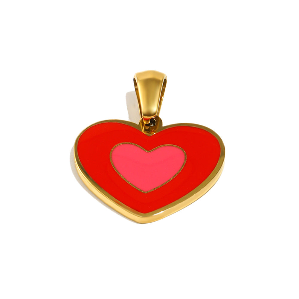 Sweet Heart Shape Stainless Steel Drip Oil 18K Gold Plated Charm Bar