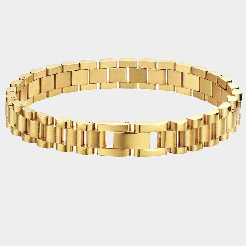Geometric Stainless Steel Bracelet with Gold Plating Detachable Wristband for Women Hip Hop Style Music Note Design