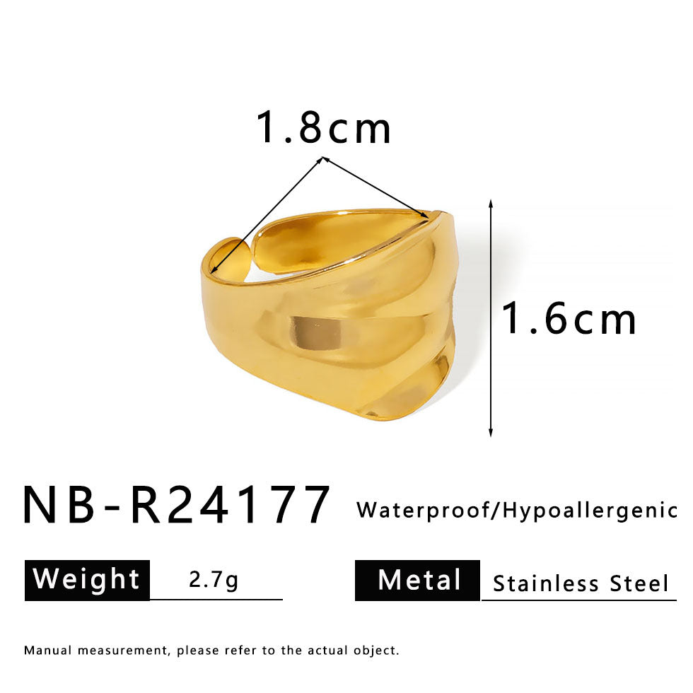Anello Minimalista in Acciaio Inossidabile Geometrico con Design ad Arco Concavo e Superficie Lucida per Dito Indice Unisex