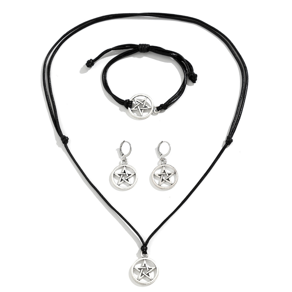 Collana vintage da donna con ciondolo a stella in lega, laccetto regolabile e nappa