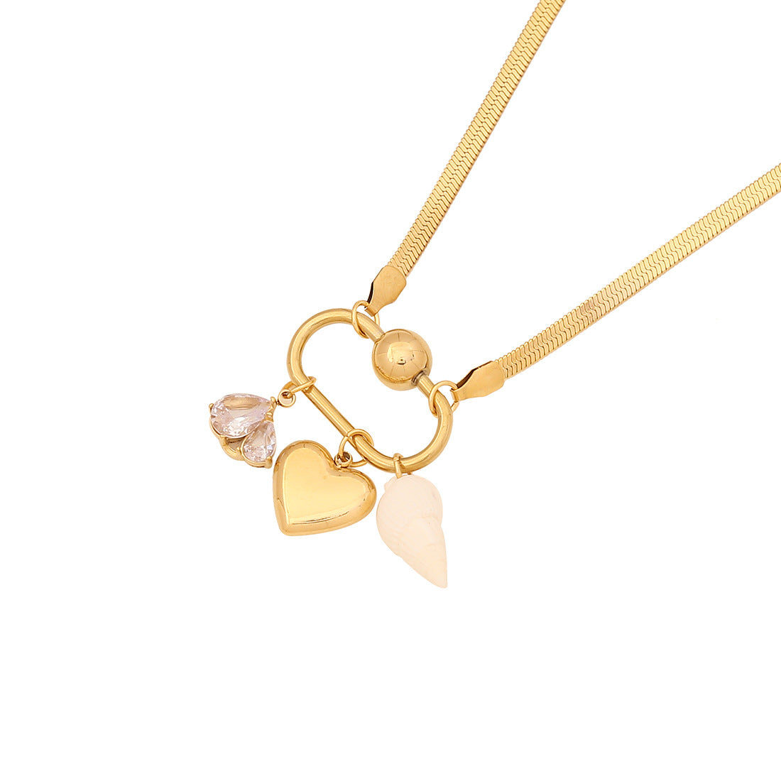Detachable DIY Heart Charm Bar Stainless Steel Plated Necklace