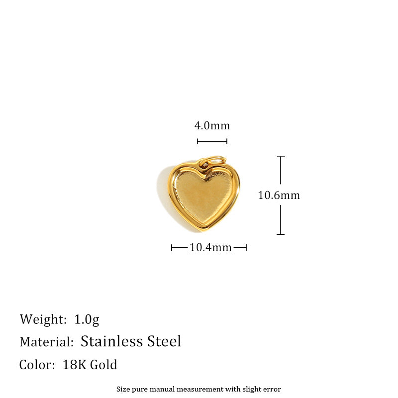 18K Gold Plated Stainless Steel Heart Charm Bar for Women