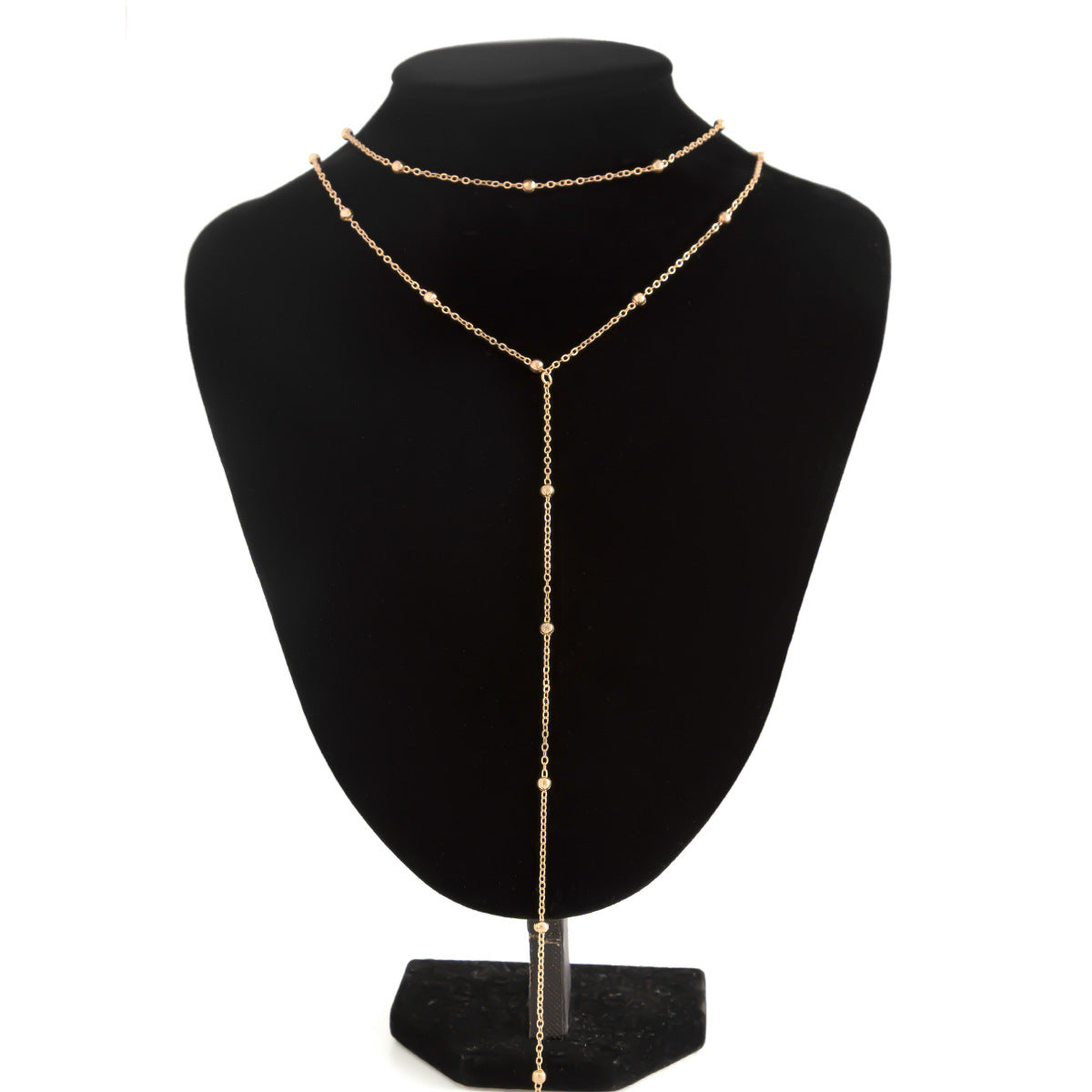 Set collana con ciondolo a sfera con nappa geometrica minimalista con catena in rame placcato e bracciale lungo a strati