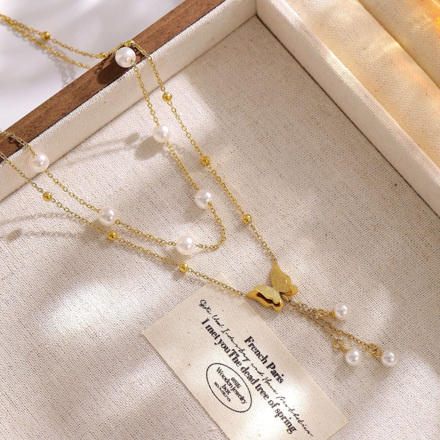 Metallic Butterfly Titanium Steel Necklace for Women