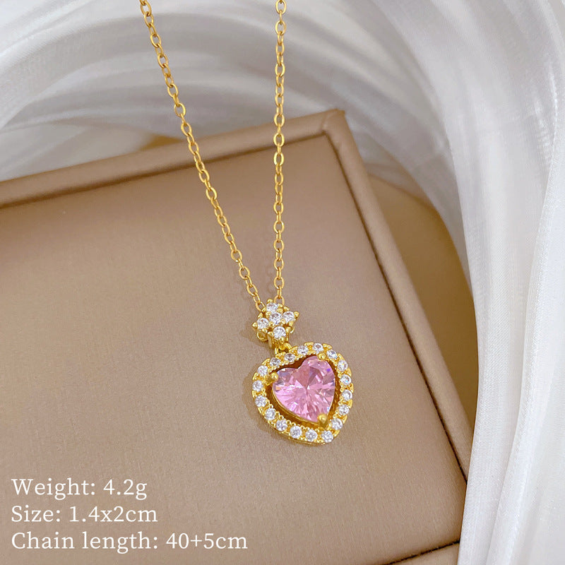 Sweet Minimalist Animal Shape Micro-Inlaid Cubic Zirconia Brass Pendant Titanium Steel Necklace for Unisex