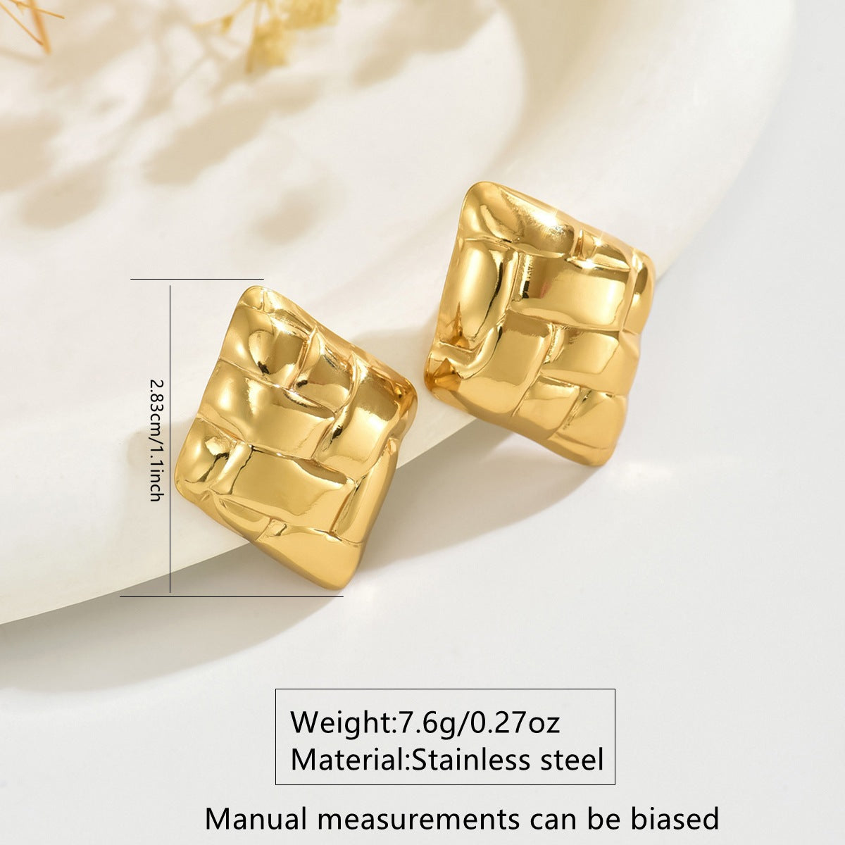 Elegant Luxury Square Geometric Stamped Stainless Steel Earrings for Women