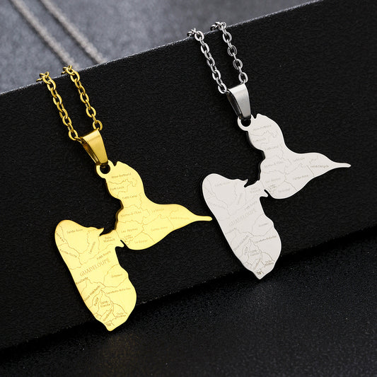 Collana con ciondolo geometrico casual in acciaio inossidabile con finitura placcata sottovuoto per uso quotidiano unisex