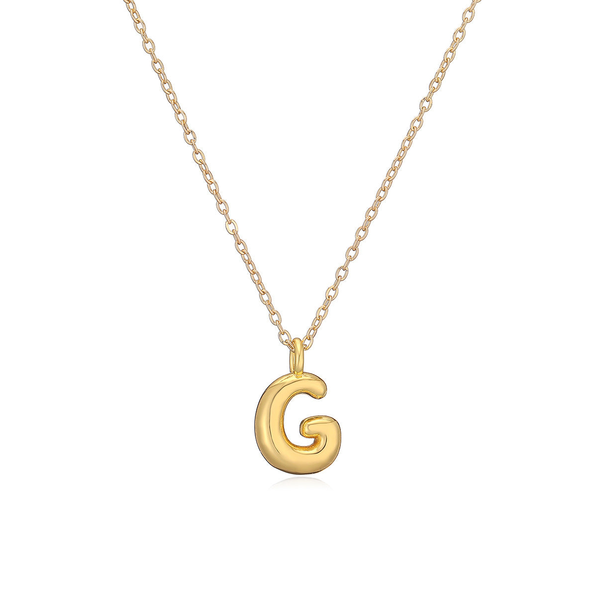 Minimalist Letter-Shaped Copper Pendant Necklace with Real Gold Plating for Women