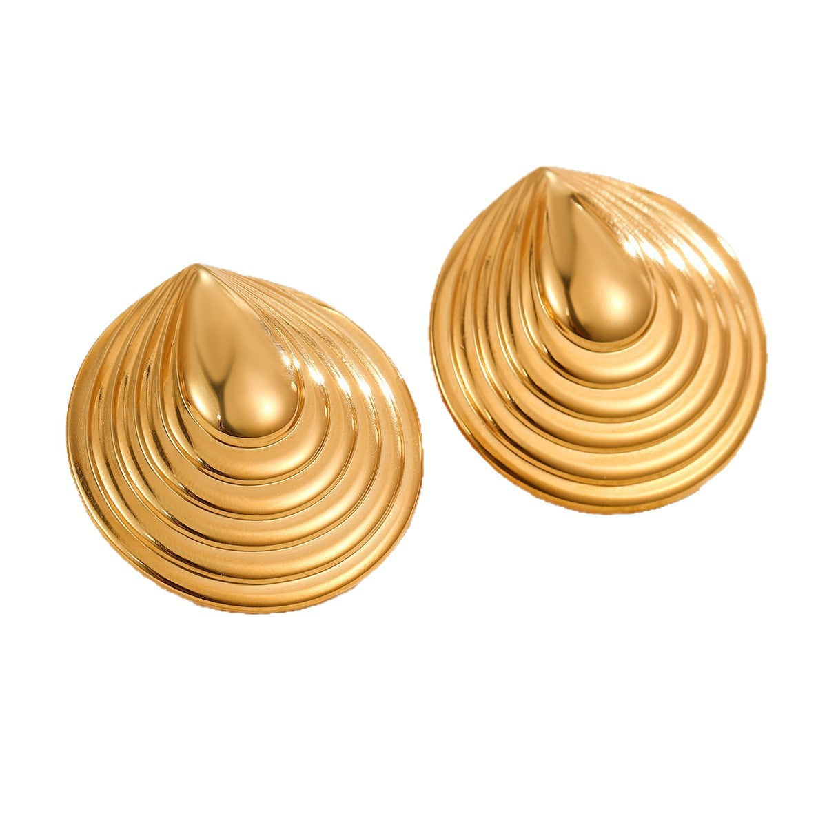 Orecchini da donna alla moda in acciaio al titanio con spirale geometrica e placcatura in oro