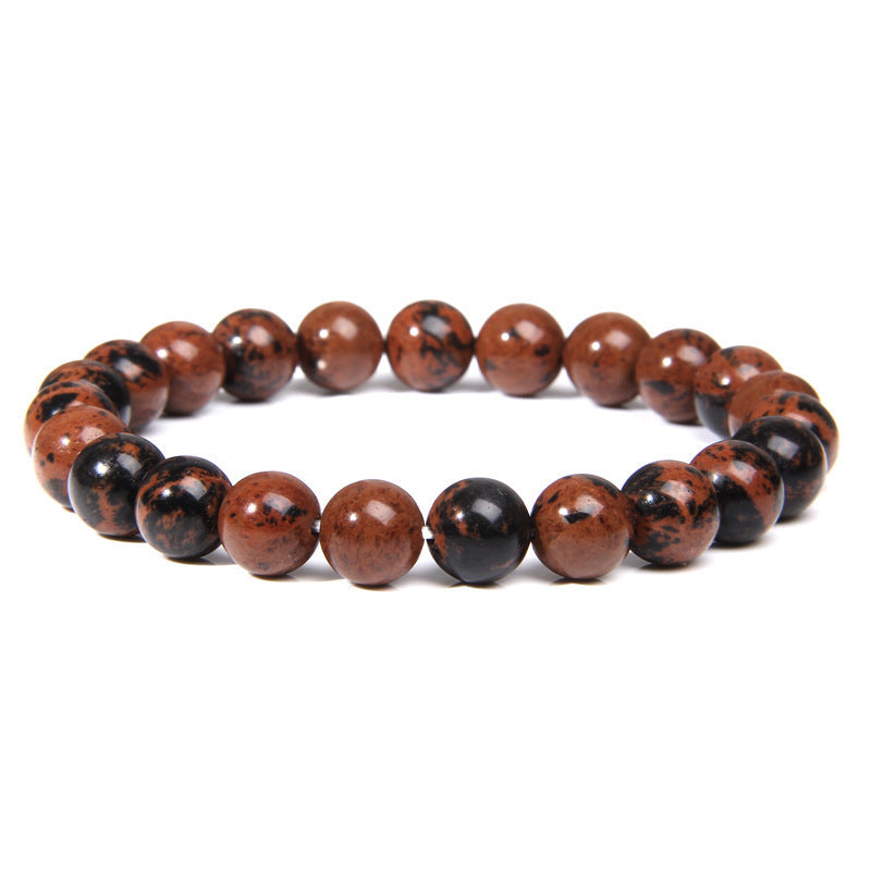 Natural Volcanic Stone and Agate Beaded Bracelet Geometric Round Unisex Fashion Jewelry