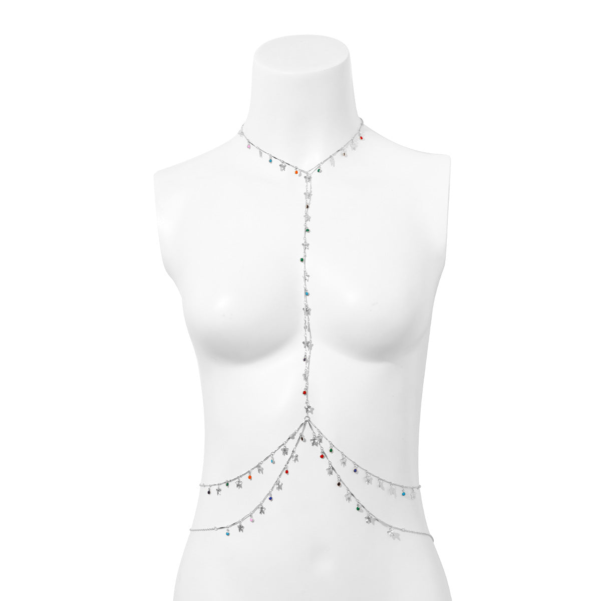 Catena per il corpo da donna Sexy Stella Luna Farfalla con Nappe in Metallo, Lunghezza Regolabile 60-100 cm