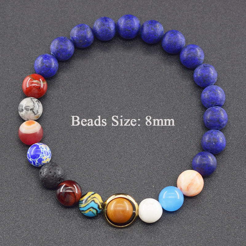 Classic Sweet Natural Gemstone Round Geometric Stretch Bracelet Unisex Jewelry Gift