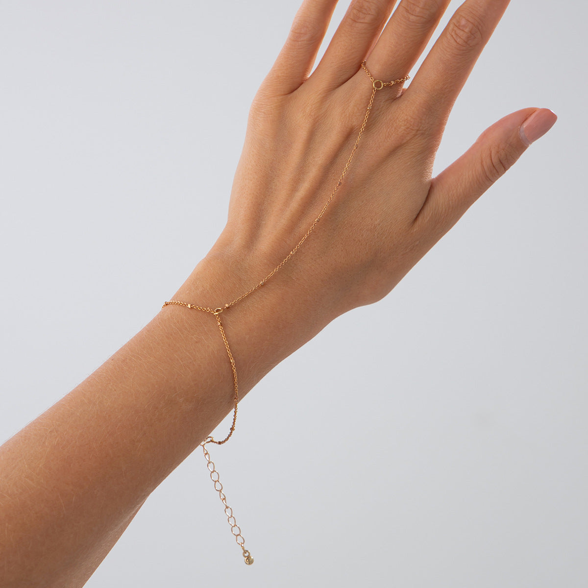 Minimalist Cold-Tone Geometric Metal Snake Chain Bracelet for Women with Micro-Pave Detailing and Layered Styling