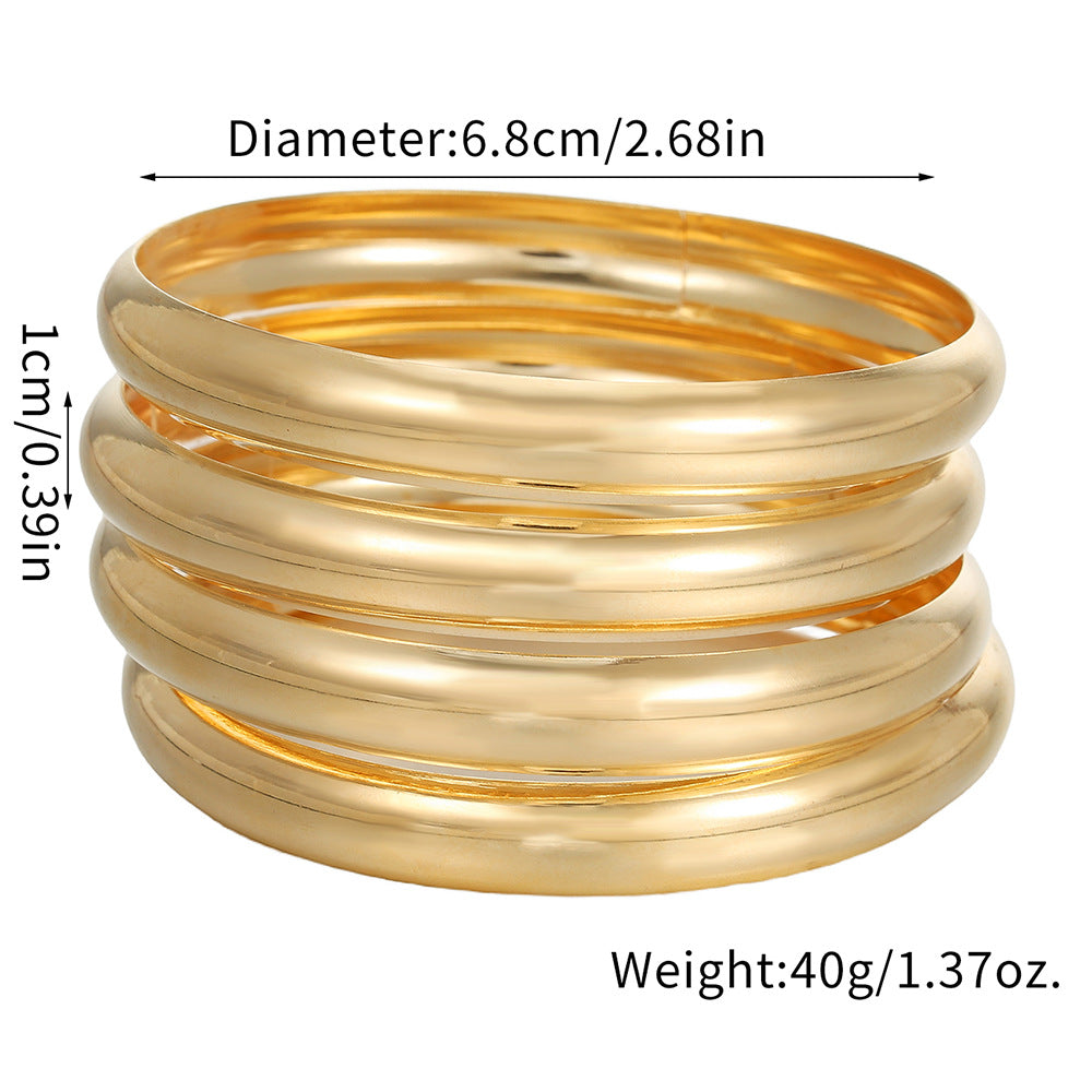 Luxury Gold Plated Round Geometric Alloy Bangle Set for Women