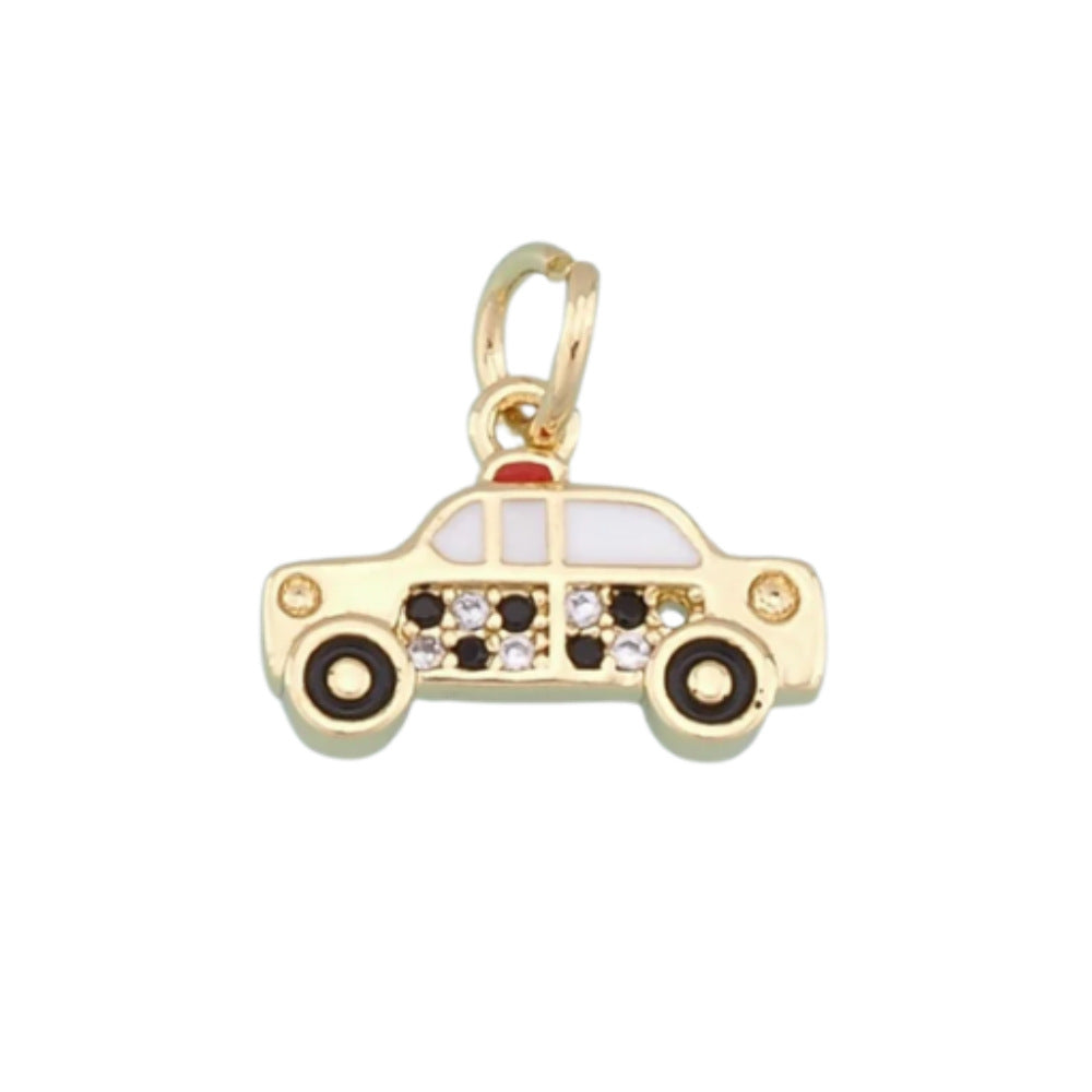 Vintage Cartoon Animal Brass 18K Gold Plated Drip Oil Pendant Charm Bar