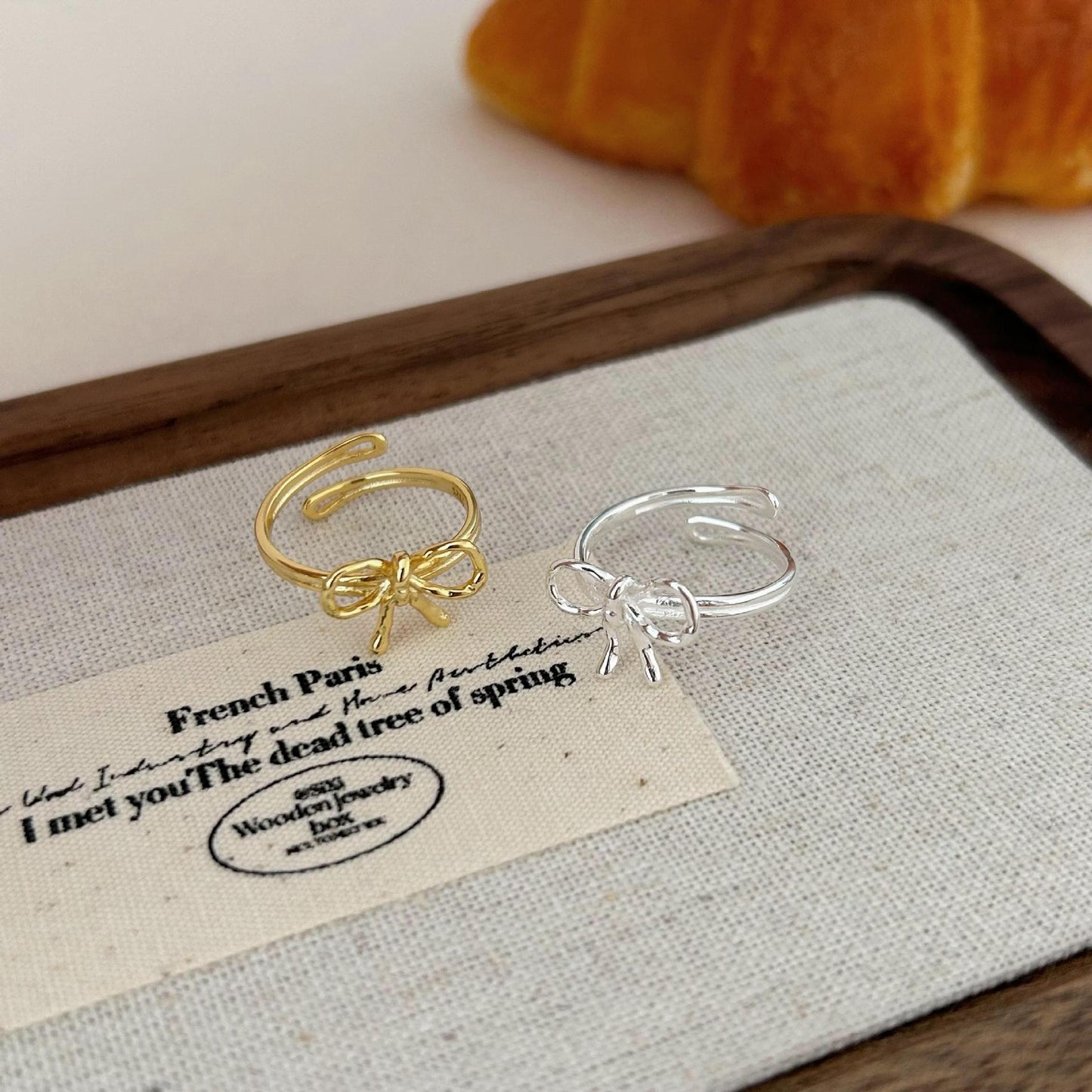 Minimalist Bow Knot Ring in Sterling Silver 925 for Women with Polished Finish and Delicate Ribbon Shape Design