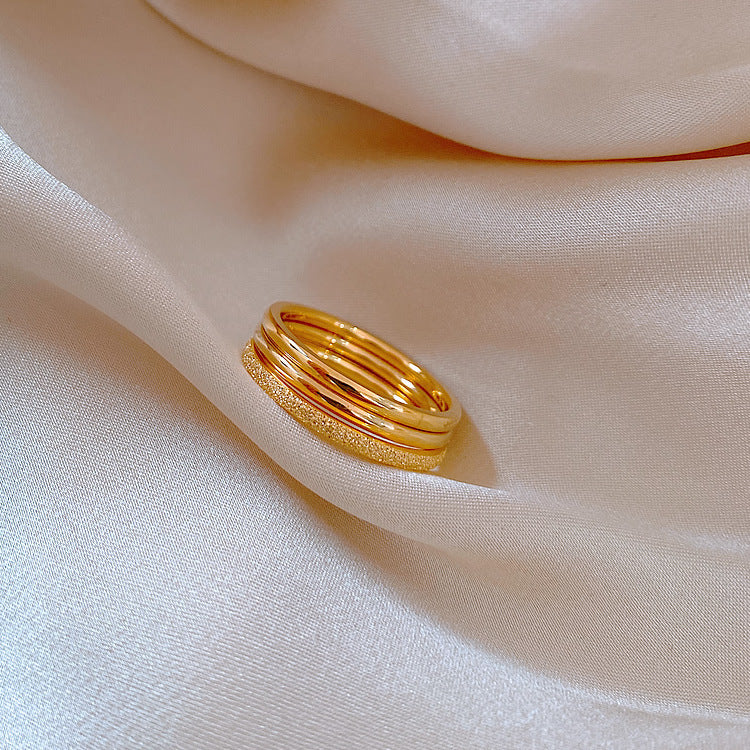 Anello da donna in acciaio al titanio geometrico minimalista con finitura lucida e opaca, set di anelli da dito per coppie