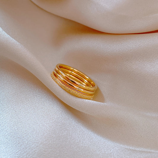 Anello da donna in acciaio al titanio geometrico minimalista con finitura lucida e opaca, set di anelli da dito per coppie