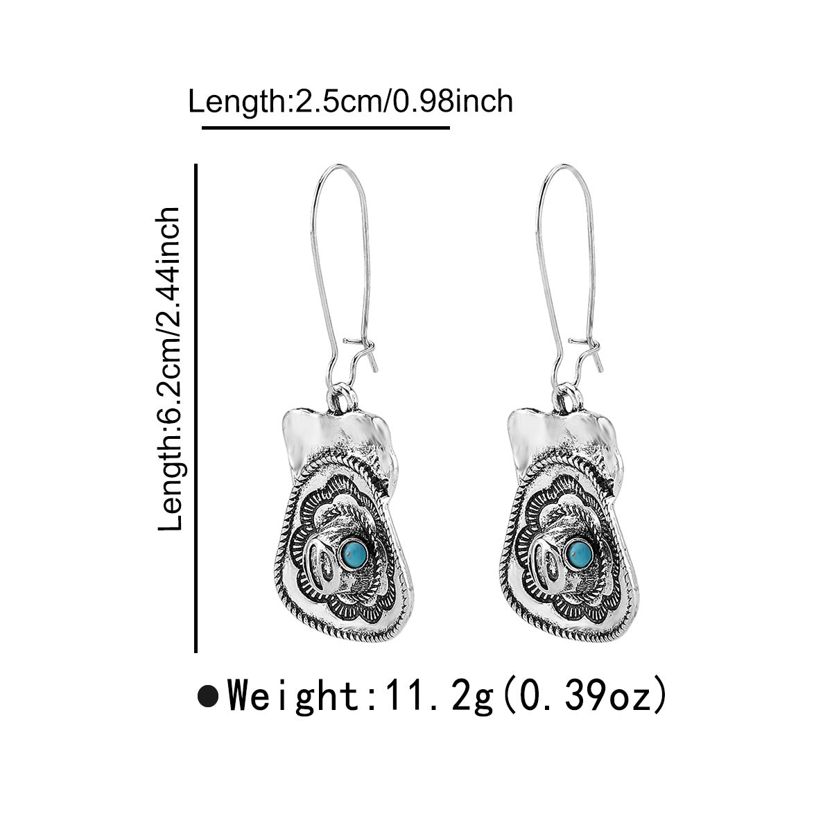 Pendientes bohemios de turquesa con cabeza de toro geométrica para mujer con base de aleación y acabado chapado