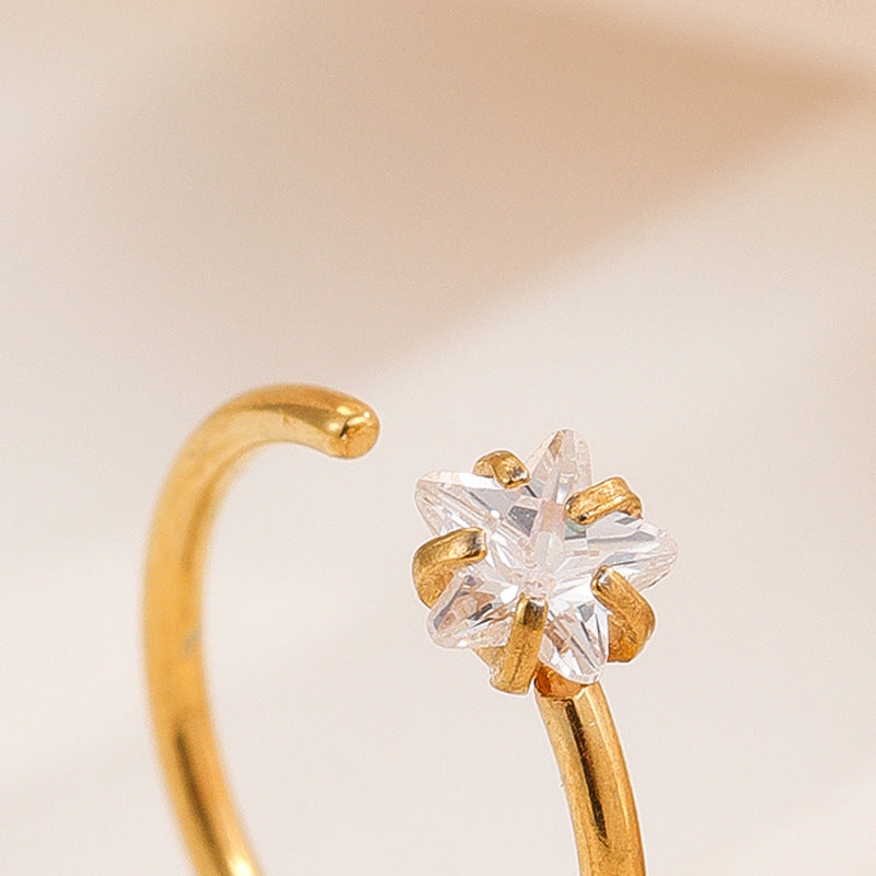 Anillo de nariz en forma de C con incrustaciones de diamantes de imitación para mujer, estilo OL de moda, de cobre