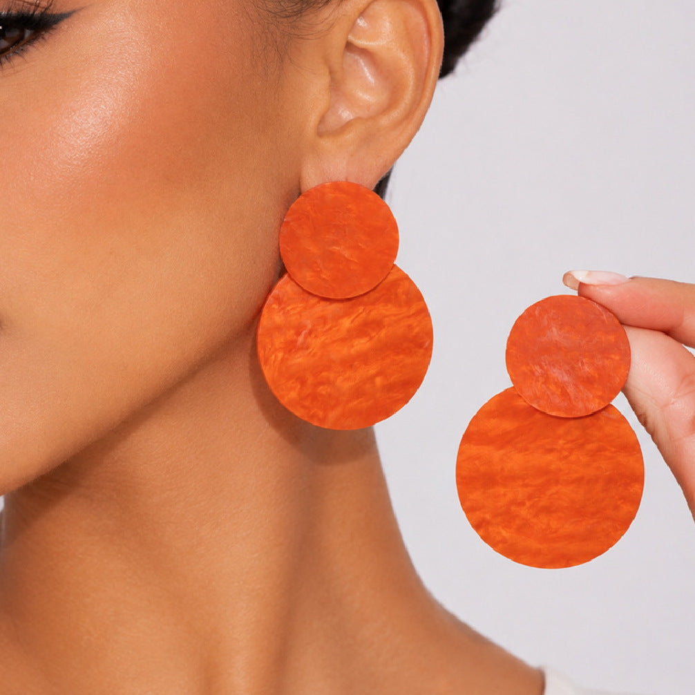 Vintage Luxury Gradient Round Geometric Acrylic Plated Earrings for Women