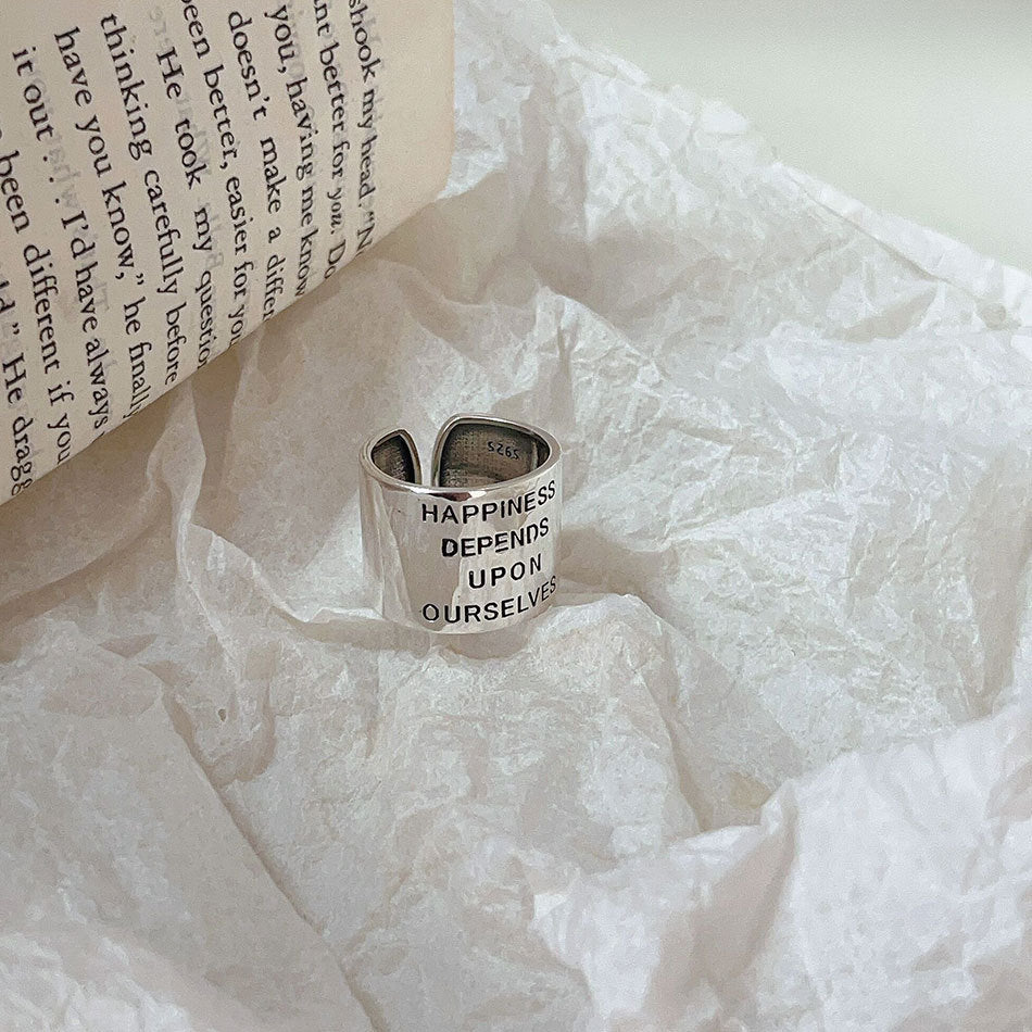 Anello vintage da donna in argento sterling 925 con lettera a cuore