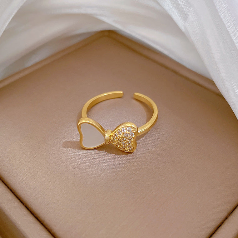 Kawaii Style Butterfly-Shaped Brass Ring with Gold Plating Adjustable Band for Women